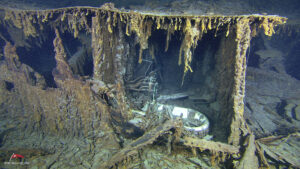 images from an expedition to the Titanic's wreck site showing Captain Smith's bathtub
