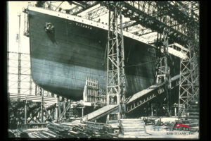 the bow of the Titanic as it was under construction