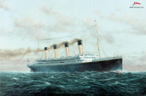 a painting of The Titanic's maiden voyage