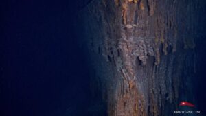 the prow of the Titanic, taken underwater at the wreck site